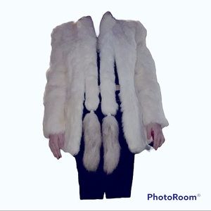 Rabbit Fur Coat with Fox Tail scarf